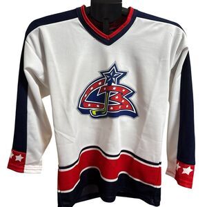 NWT Authentic Ccm Columbus Blue Jackets Jersey Boys XL Mic 90s Vintage White